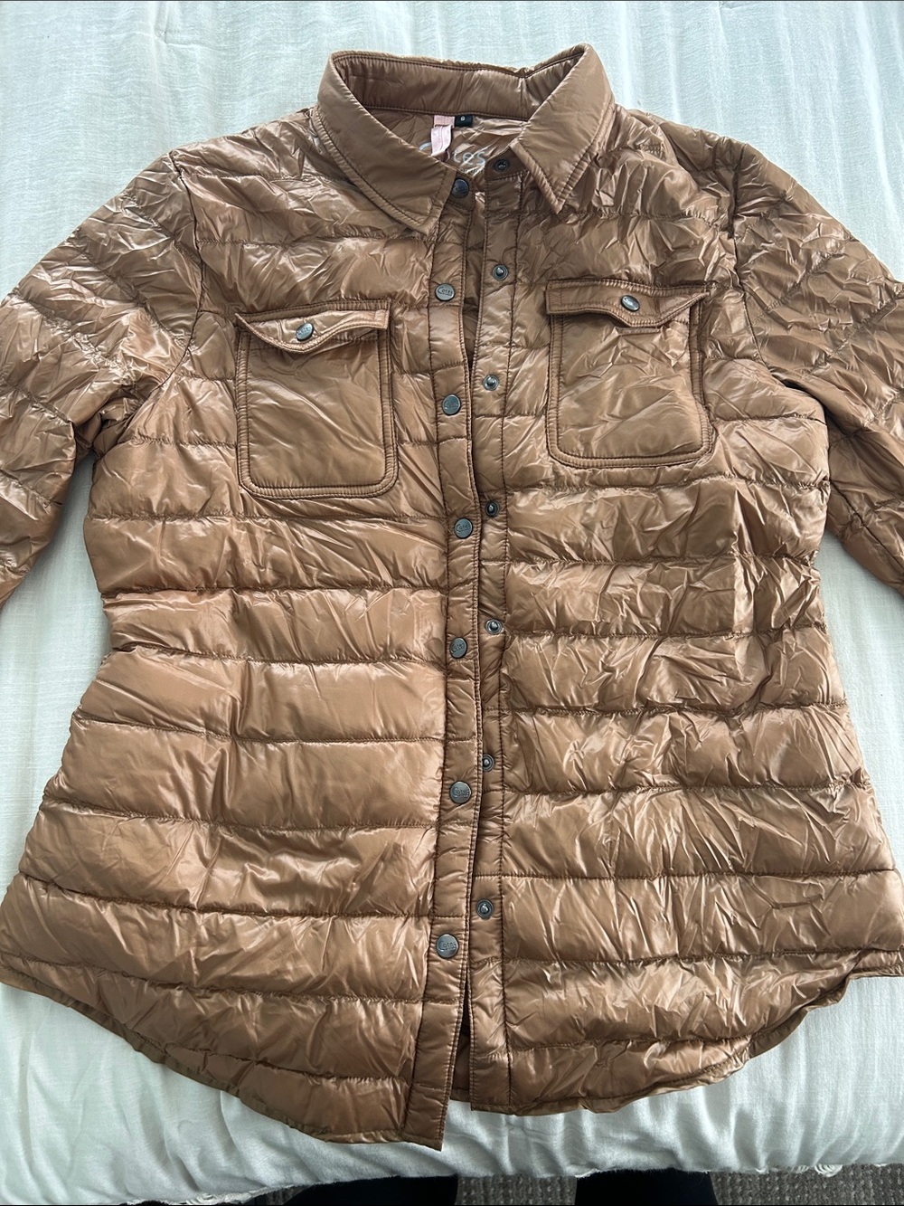 Cotes of London Lightweight Quilted Puffer Shirt Jacket - Brown